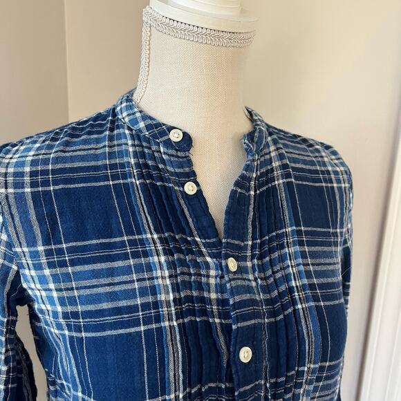 Polo Ralph Lauren Pleated Blue Plaid Button Up Top - Picture 2 of 8